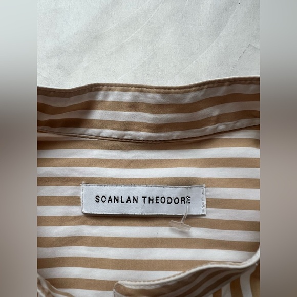 Scanlan Theodore Shirt Striped Beige White Long Sleeve Button Down US 4 - Picture 6 of 8